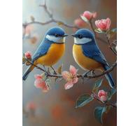 primavera Pintura con Diamantes, Bordado de Diamantes Kit Completo pájaro, Mosaico Cristales Punto de Cruz, Cuadro Full Drill para Adultos, Manualidades Creativas para Decoración Pared 20x30cm qo-49