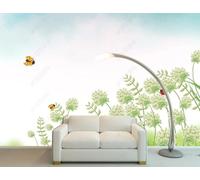 Primavera Pradera Verde Flores Animales 3D Papel Pintado Pared Fácil Instalación Oficina Sala Estar Sofá Dormitorio TV Fondos Decoración-200cm×140cm