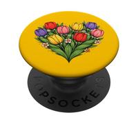 Primavera Tulip Corazón Floral Amor Ilustración PopSockets PopGrip Adhesivo