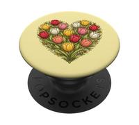Primavera Tulip Corazón Floral Amor Ilustración PopSockets PopGrip Adhesivo