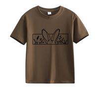 Primavera y Otoño Nueva Moda Bonita Impresión Comfortable Versión de The Girls Printed T Shirt Camiseta Adolescentes Niñas Tumblr, café, 6-7 años