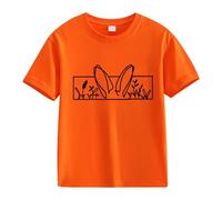 Primavera y Otoño Nueva Moda Bonita Impresión Comfortable Versión de The Girls Printed T Shirt Camiseta Adolescentes Niñas Tumblr, naranja, 10-11Years