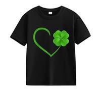 Primavera y Otoño Nueva Moda Bonita Impresión Cómoda Versión de Las Chicas Impreso Camiseta Blusa Con Cuello, Negro , 6-7 años