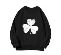 Primavera y Otoño Nueva Moda Cute Print Comfortable Version of The Girls Printed Sudadera Voleibol Suéter Niña, Negro , 10-11 años