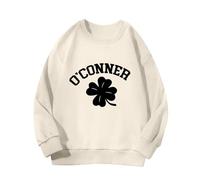 Primavera y Otoño Nueva Moda Cute Print Comfortable Version of The Girls Printed Sweater Set Niñas, beige, 8-9 años