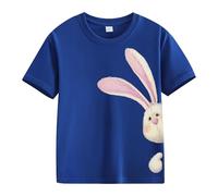 Primavera y Otoño Nueva Moda Cute Print Comfortable Version of The Girls Printed T Shirt S Niña T Shirt, azul oscuro, 12-13 años