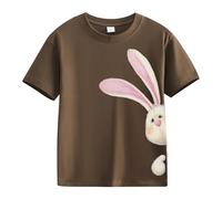 Primavera y Otoño Nueva Moda Cute Print Comfortable Version of The Girls Printed T Shirt S Niña T Shirt, café, 10-11Years