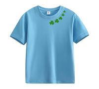 Primavera y otoño, nueva versión cómoda de la camiseta estampada para niñas, azul celeste, 8-9 años