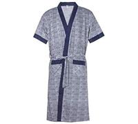 Primavera Y Verano Hombres Manga Corta Algodón Puro Lounge Robe Loungewear Ropa De Dormir Pijamas Albornoces,A,SG