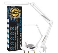 PRIME ESSENTIALS® Lampara Escritorio I Flexo LED | 110Cm 5 Modos de Color 12W | Función de Memoria I 11 Niveles de Brillo 1300 LM | Para Oficina Estudiar Salon | Candeeiro de Mesa I Color Blanco.