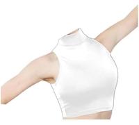 Prime fashions Camiseta corta de nailon sin mangas con cuello polo para niñas, blanco, Talla única