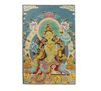 Prime Feng Shui bordado de seda tibetano Thangka con Tara verde/Buda kashgari/cuatro brazos Kwan Yin Avalokitesvara para colgar en la pared para decoración del hogar Thangka meditación