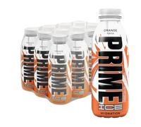 PRIME Hydration Ice Orange, bebidas deportivas, con electrolitos mejorados para una hidratación óptima, 250 mg de BCAA, vitamina B, antioxidantes, bajo contenido en azúcar, 16,9 fl oz, paquete de 12