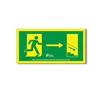 PRIME JJ EV-410L - Señal Luminiscente Escalera de emergencia bajada derecha 16x32 cm