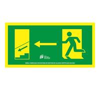 PRIME JJ EV-421L - Señal Luminiscente Escalera de emergencia bajada izquierda 16x32 cm