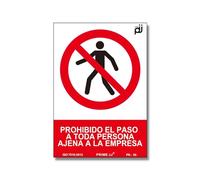 PRIME JJ PR-205L - Señal Adhesiva Prohibición el paso a toda persona ajena a la empresa 29,3x20,4 cm