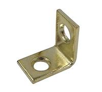 Prime-Line MP11375-4 Soporte de esquina, 3/4 pulgadas, construcción de acero, chapado en latón satinado, ángulo en L, paquete de 4, 4 unidades