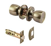 Prime-Line MP65032 1 Pomo de paso, se adapta a 2-3/8 pulgadas y 2-3/4 pulgadas de reverso, tulipán, latón envejecido, 1 juego
