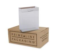 Prime Line Packaging Bolsas blancas esmeriladas con asas de cuerda, bolsas reutilizables para venta al por menor, pequeñas empresas, boutiques, a granel, 8 x 4 x 10, paquete de 100 unidades