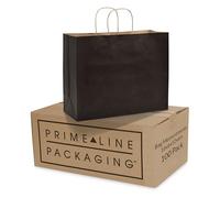 Prime Line Packaging Bolsas de compras de papel negro con asas, papel de regalo grande para pequeñas empresas, boutiques, venta al por menor, Navidad, a granel, 16 x 6 x 12 pulgadas, paquete de 100