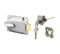 Prime-Line productos Gd 52119 cerrojo Lock, montaje central con clave Cilindro, aluminio pintado