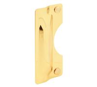 Prime-Line U 9502 Latch Guard Plate Cover - Protect Against Forced Entry, Easy to Install on Out-Swinging Doors - Brass Steel (Single Pack)