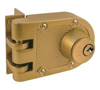 PRIME-LINE U 9972 - Cerradura resistente a Jimmy, fundido, color latón, golpe de ángulo, doble cilindro, 1 paquete
