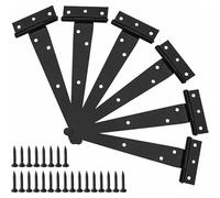 PRIMEGA 6 unids 10 pulgadas Bisagras en T lacadas en plata, bisagra en T robusta, bisagras de puerta de madera, metal hierro antioxidante bisagras de puerta con tornillos para puertas de granero
