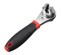 PRIMEGA Acabado cromado brillante, mango bicolor rojo y negro, llave de trinquete ajustable de alta calidad de 6 a 22 mm, multiherramienta universal