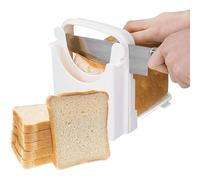Primega - Cortadora de pan plegable de espesores, máquina de rebanar las tostadas, cortador de pan ajustable de 3 grosores para pan, pasteles, bagels Gadgets de cocina, color blanco