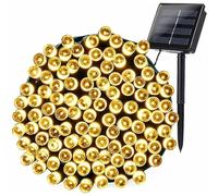 PRIMEGA - Guirnalda luminosa solar LED para exterior, guirnalda luminosa estrella, 8 funciones, color blanco cálido, 22 metros, 200 luces, 8 funciones