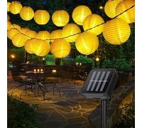 PRIMEGA - Guirnalda luminosa solar, linterna LED, exterior, 6,5 m, 30 luces, color blanco
