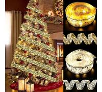 Primega - Luz nocturna de árbol de Navidad con luz LED bronceadora, cinta de doble capa, guirnalda luminosa (10 m), color dorado