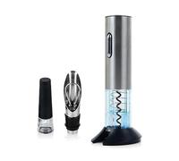 PRIMEGA Sacacorchos Eléctrico Recargable de Acero Inoxidable con Puerto de Carga USB - Cortador de Cápsulas de Tamaño Pequeño, Portátil - Abrebotellas con Tapón al Vacío y Boquilla Versora