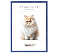 PrimeLuxe Marco de fotos a medida - estrecho 50 x 75 cm en azul oscuro real brillante | tamaño a elegir | con cristal acrílico antirreflectante | marco para póster | puzle | collage de fotos