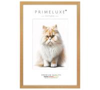 PrimeLuxe Marco de fotos de madera maciza a medida, 33 x 43 cm, color dorado, borde exterior en negro, tamaño a elegir, marco para pósteres, puzles, collage de fotos