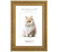 PrimeLuxe Marco de madera maciza a medida barroco rococó 58 x 82 cm en oro envejecido, tamaño a elegir, con cristal acrílico antirreflejos, marco para pósteres, puzles, collage de fotos