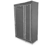 PrimeMatik - Armario ropero guardarropa de Tela Desmontable 110 x 45 x 175 cm Gris Doble con Puertas enrollables