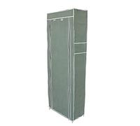 PrimeMatik - Armario ropero y Zapatero de Tela Desmontable 60 x 30 x 160 cm Gris con Puerta Enrollable