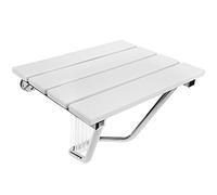 PrimeMatik - Asiento de Ducha abatible. Silla Plegable para Ancianos de plástico WPC y Acero Inoxidable 380 x 338 mm Blanca