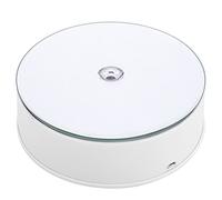 PrimeMatik - Base giratoria eléctrica 14cm Blanco con Espejo. Plataforma Rotatoria con iluminación LED