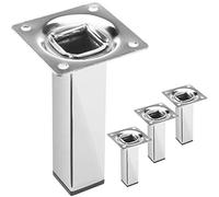 PrimeMatik IO054-VCES Pies Cuadrados para Mesa y Mueble. Patas en Acero Cromado de 10cm 4-Pack (IO054)
