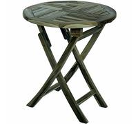 PrimeMatik - Mesa Redonda 66 cm Plegable para jardín Exterior de Madera de Teca certificada