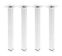 PrimeMatik - Pies Cuadrados para Mesa y Mueble. Patas en Acero Blancas de 40cm 4-Pack