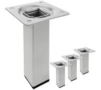 PrimeMatik - Pies Cuadrados para Mesa y Mueble. Patas en Acero Gris de 10cm 4-Pack