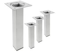PrimeMatik - Pies Cuadrados para Mesa y Mueble. Patas en Acero Gris de 25cm 4-Pack