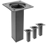 PrimeMatik - Pies Cuadrados para Mesa y Mueble. Patas en Acero Negras de 10cm 4-Pack