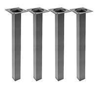 PrimeMatik - Pies Cuadrados para Mesa y Mueble. Patas en Acero Negras de 40cm 4-Pack