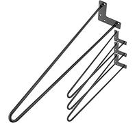 PrimeMatik - Pies para Mesa y Mueble Patas en Acero 2 Varillas 71 cm Negro 4-Pack