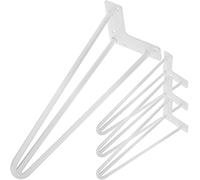 PrimeMatik - Pies para Mesa y Mueble Patas en Acero 3 Varillas 41 cm Blanco 4-Pack